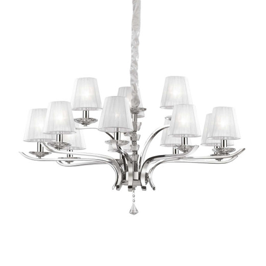 Ideal-Lux Pegaso SP12 12 Light Chrome with White Cups Pendant Light 