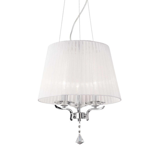Ideal-Lux Pegaso SP3 3 Light Chrome with White Shaded Pendant Light 