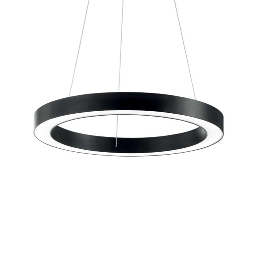 Ideal-Lux Oracle Black Round 70cm LED Ringed Pendant Light 