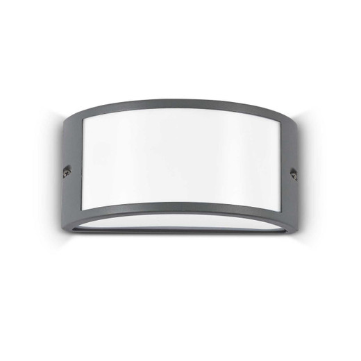Ideal-Lux Rex-1 AP1 Anthracite with White Opal Diffuser IP44 Wall Light 