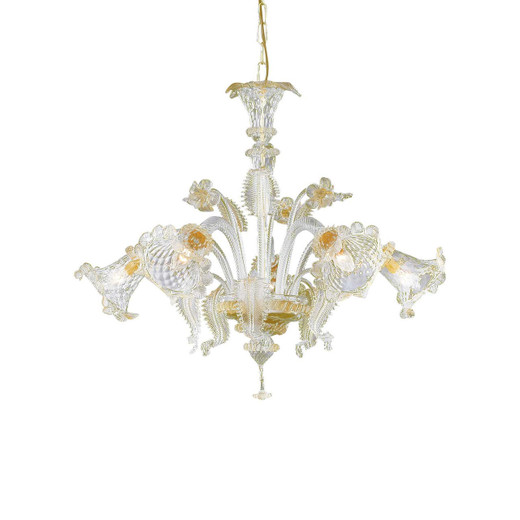 Ideal-Lux Rialto SP5 5 Light Amber with Clear Glass Chandelier 