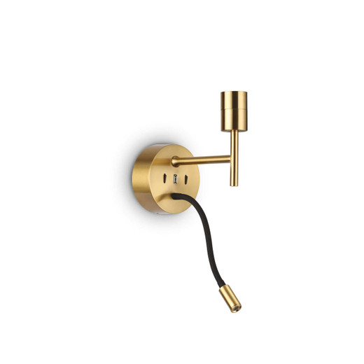 Ideal-Lux Set Up MAP2 2 Light Brushed Brass with Adjustable Reading Light LED Wall Light 
