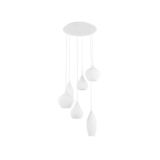 Ideal-Lux Soft SP6 6 Light White with Opal Diffuser Cluster Pendant Light 
