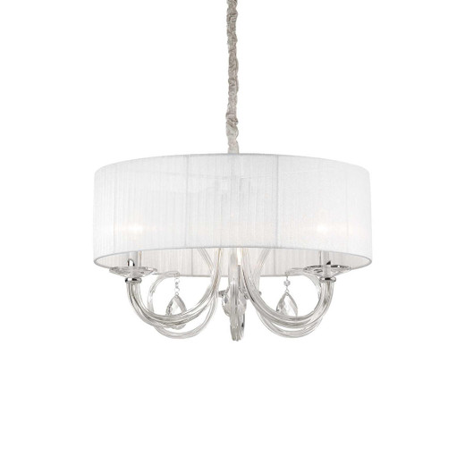 Ideal-Lux Swan SP3 3 Light Chrome with White Shaded Pendant Light 