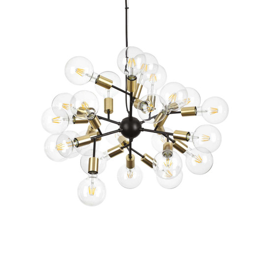 Ideal-Lux Spark SP24 24 Light Black with Satin Brass Pendant Light 