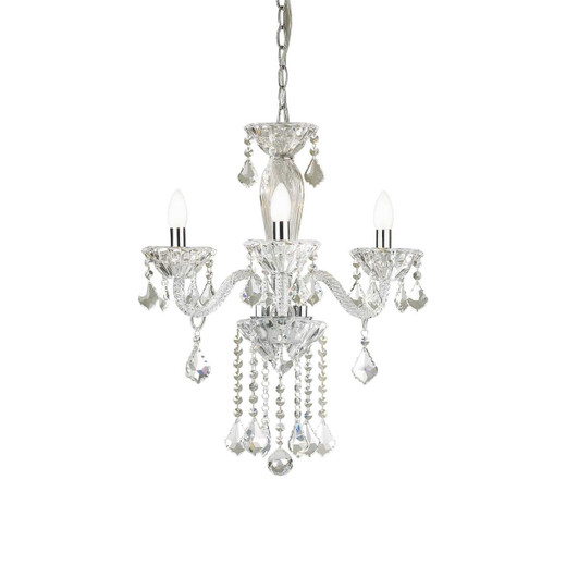 Ideal-Lux Tiepolo SP3 3 Light Crystal Clear Drops Chandelier 