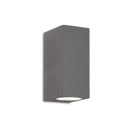 Ideal-Lux Up AP2 2 Light Anthracite with Clear Glass Diffuser Up and Down IP44 Wall Light 