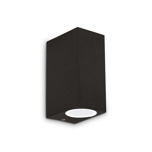 Ideal-Lux Up AP2 2 Light Black with Clear Glass Diffuser Up and Down IP44 Wall Light 