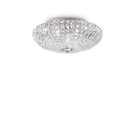 Ideal-Lux Virgin PL5 5 Light Chrome with Crystals Shade Flush Ceiling Light 