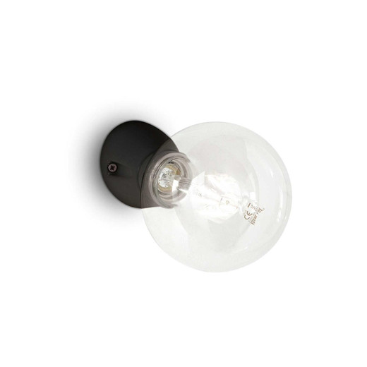 Ideal-Lux Winery AP1 Black with Clear Sphere Diffuser Wall Light 