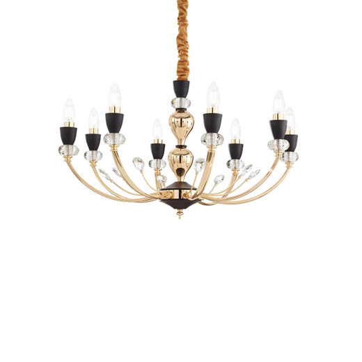 Ideal-Lux Vanity SP8 8 Light Black with Gold Pendant Light 