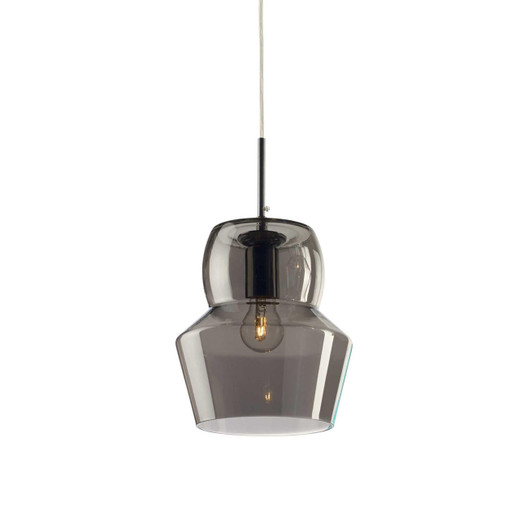 Ideal-Lux Zeno SP1 Smoke Grey with Clear Glass Diffuser Pendant Light 