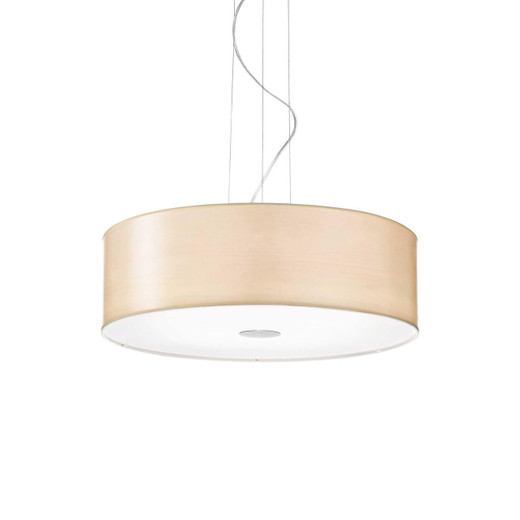 Ideal-Lux Woody SP5 5 Light Wooden Shaded Pendant Light 