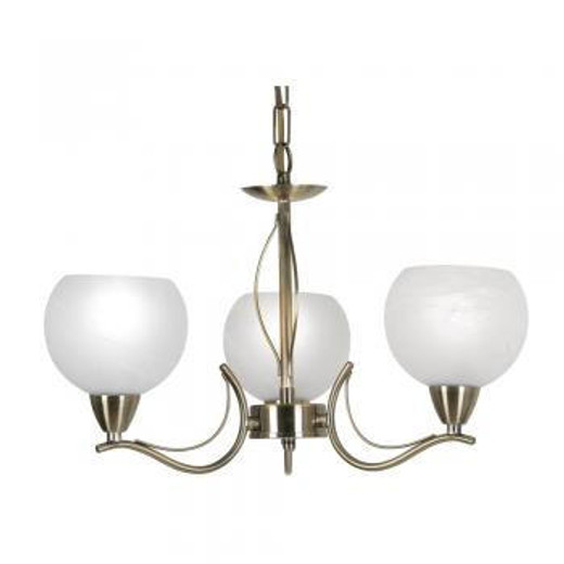 Oaks Lighting Luanda 3 Light Antique Brass with White Opal Diffuser Dual Mount Pendant Light 