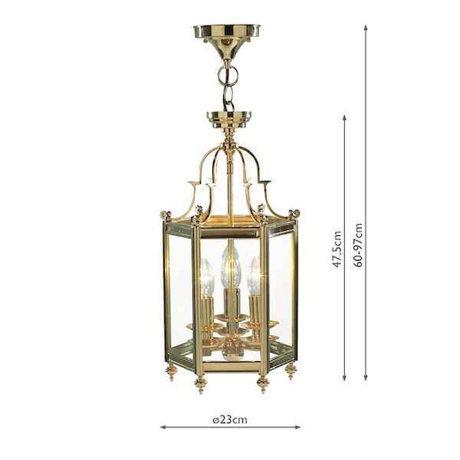 Moorgate Hexagonal Polished Brass Dual Mount Hall Lantern