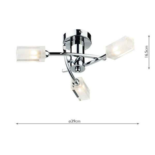 Morgan 3 Light Polished Chrome Semi Flush Ceiling Light