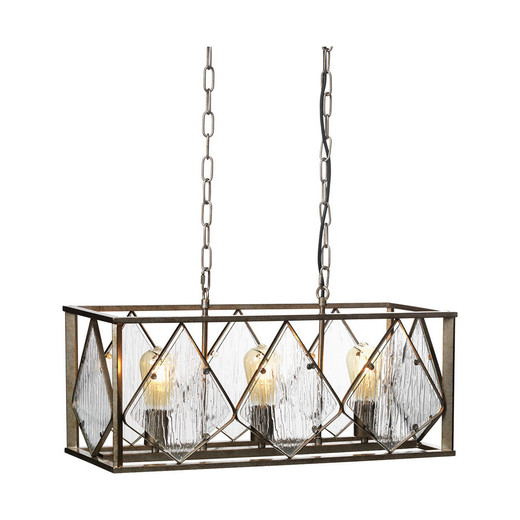 Oaks Lighting Sovana 3 Light Antique Silver with Mottled Glass Bar Pendant Light 