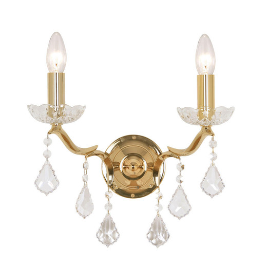 Oaks Lighting Isabella 2 Light Gold with Crystal Wall Light 