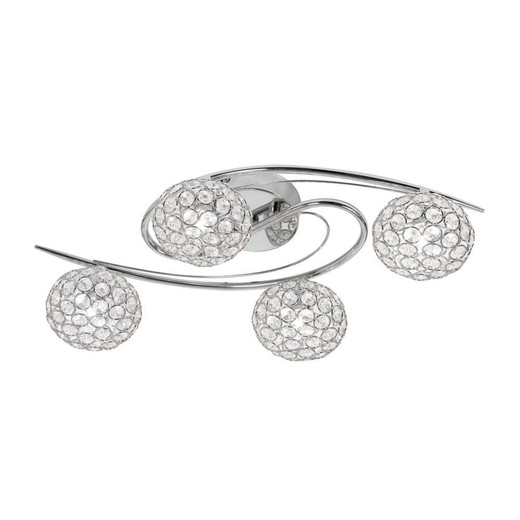 Oaks Lighting Eva 4 Light Chrome with Clear Crystal Semi Flush Ceiling Light 