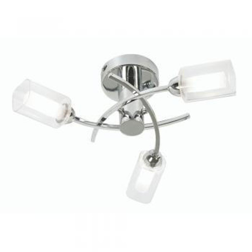 Oaks Lighting Ofira 3 Light Polished Chrome Semi Flush Ceiling Light 