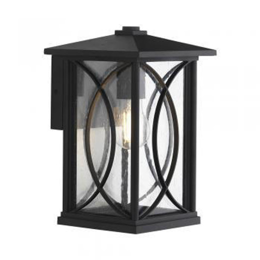 Oaks Lighting Orton Black IP44 15.5cm Wall Light 