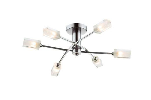 Morgan 6 Light Satin Chrome Semi Flush Ceiling Light