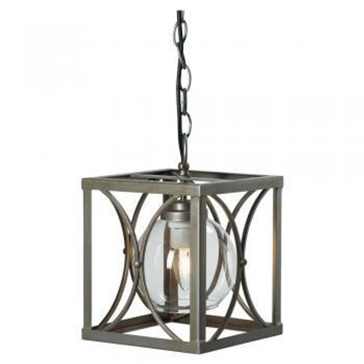 Oaks Lighting Rut Matt Silver with Glass Sphere Pendant Light 