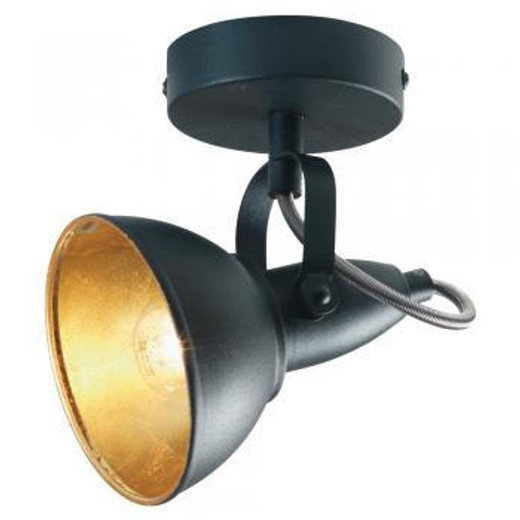 Oaks Lighting Jurva Sanded Black with Gold Inside Adjustable Spotlight  