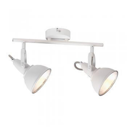 Oaks Lighting Jurva 2 Light Sanded White with Silver Inside Adjustable Spotlight  