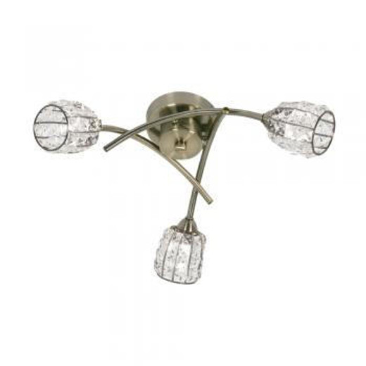 Oaks Lighting Naira 3 Light Antique Brass Semi Flush Ceiling Light 