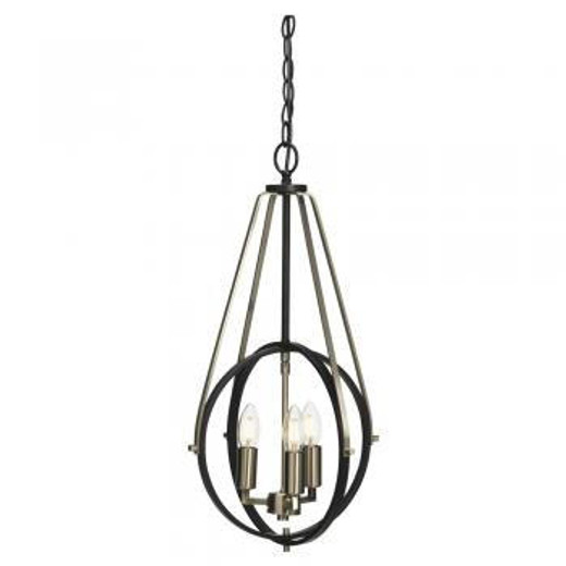 Oaks Lighting Mulgrave 3 Light Black Chrome Pendant Light 