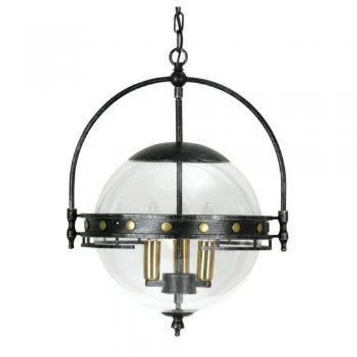 Oaks Lighting Tromso 3 Light Black Silver Metallic Pendant Light 