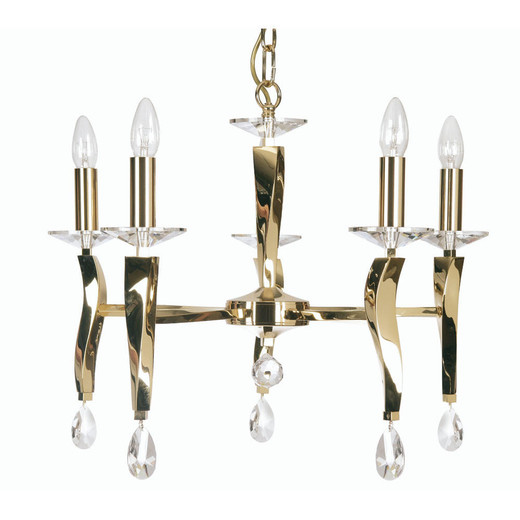 Oaks Lighting Aire 5 Light Gold with Crystal Chandelier Pendant Light 