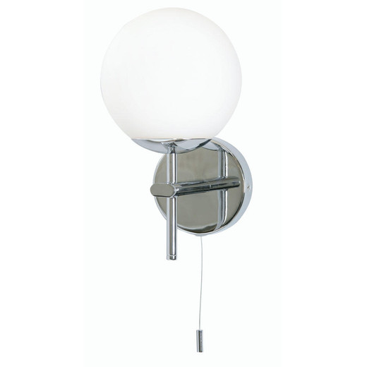 Oaks Lighting Mani Chrome with White Diffuser IP44 Bathroom Wall Light 
