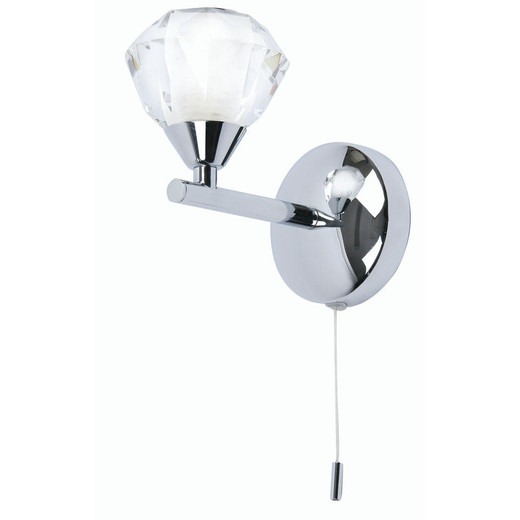 Oaks Lighting Meissa Chrome with Glass Diffuser IP44 Bathroom Wall Light 