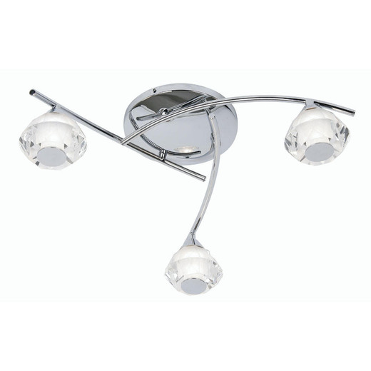 Oaks Lighting Meissa 3 Light Chrome with Glass Diffuser IP44 Bathroom Celing Light 