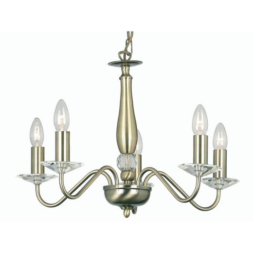 Oaks Lighting Vesta 5 Light Antique Brass Dual Mount Pendant Light  