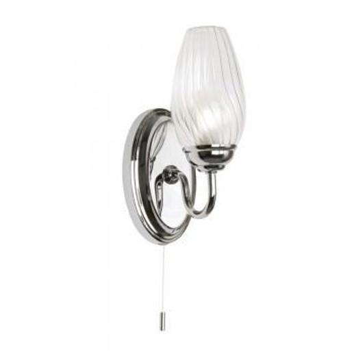 Oaks Lighting Sater Chrome with Glass Bathroom Wall Light 