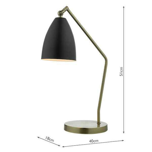 Olly Antique Brass Black Task Table Lamp