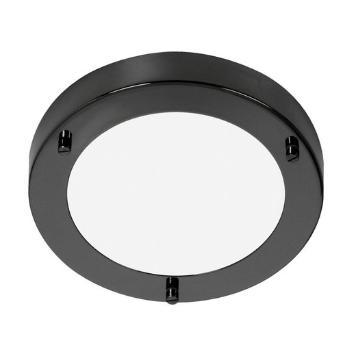 Oaks Lighting Rondo Mirror Black 18cm IP44 Bathroom Ceiling Light 