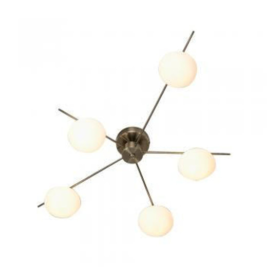 Oaks Lighting Ruse 5 Light Antique Brass Semi Flush Ceiling Light 