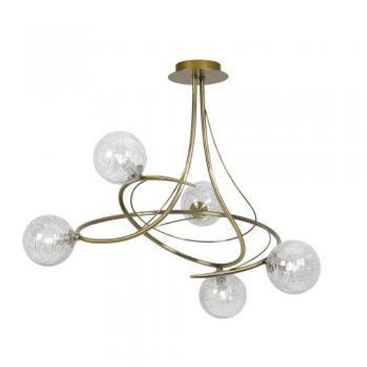 Oaks Lighting Tabia 5 Light Antique Brass with Clear Glass Ball Semi Flush Ceiling Light 