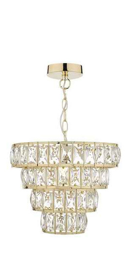 Cerys 4 Tier Crystal & Gold Pendant Light