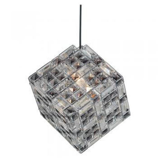 Oaks Lighting Aili Smoked and Clear Glass Cube Easy Fit Pendant Light 