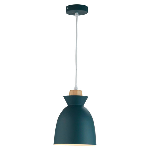 Oaks Lighting Paco Slate Grey with Wood 19cm Pendant 