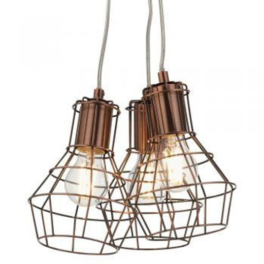 Oaks Lighting Kersen 3 Light Copper Cluster Pendant Light 