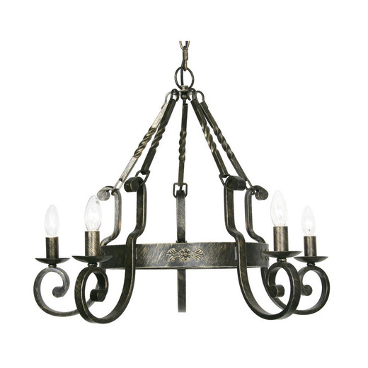 Oaks Lighting Carlisle 5 Light Black Brushed Gold Chandelier Pendant Light 