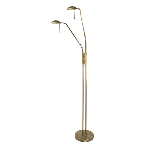 Oaks Lighting Juma 2 Light Antique Brass Adjustable Floor Lamp 