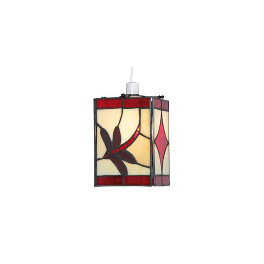 Oaks Lighting Dragonfly Red Non Electric Tiffany Easy Fit Pendant Light 