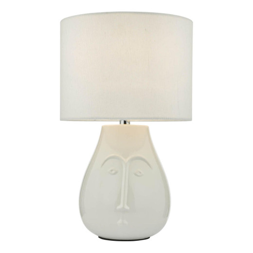 Dar Lighting Boris White Ceramic with Shade Table Lamp 